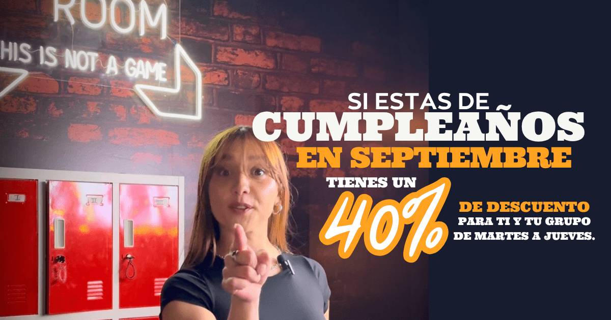 Promoción Especial Septiembre: Si estás de cumpleaños en septiembre tienes un 40% de descuento de martes a jueves